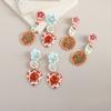 Charm Asymmetrical Enamel Dangle Earrings Flower Bohemian Dangle Earring  Women