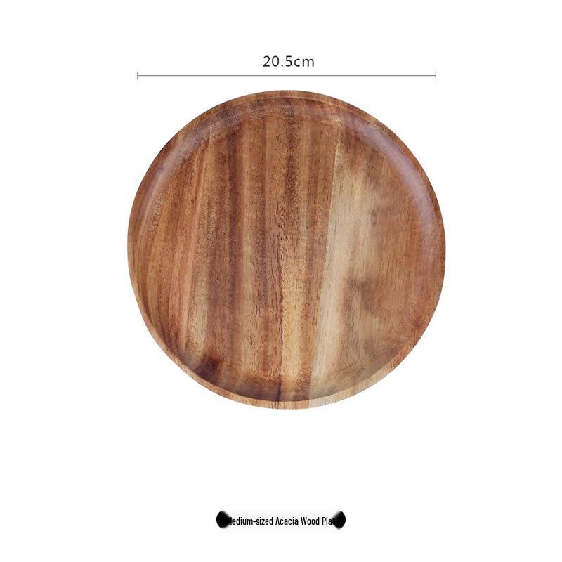 Round Japanese Acacia Wood Tray - Creative Fruit & Snack Plate