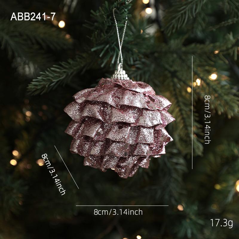 New pink foam Christmas ball pendant shiny glitter Diamond Powder Christmas Tree Hanging Ball Decor Navidad Decor 2025