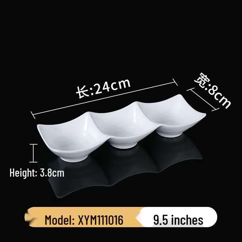 White Melamine 3-Compartment Dipping Dish