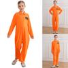 Girls Prisoner Jail Cosplay Costume Long Sleeve Prisoner Jail Jumpsuit Jailbird Inmate Prison Halloween Uniform Cosplay Costume