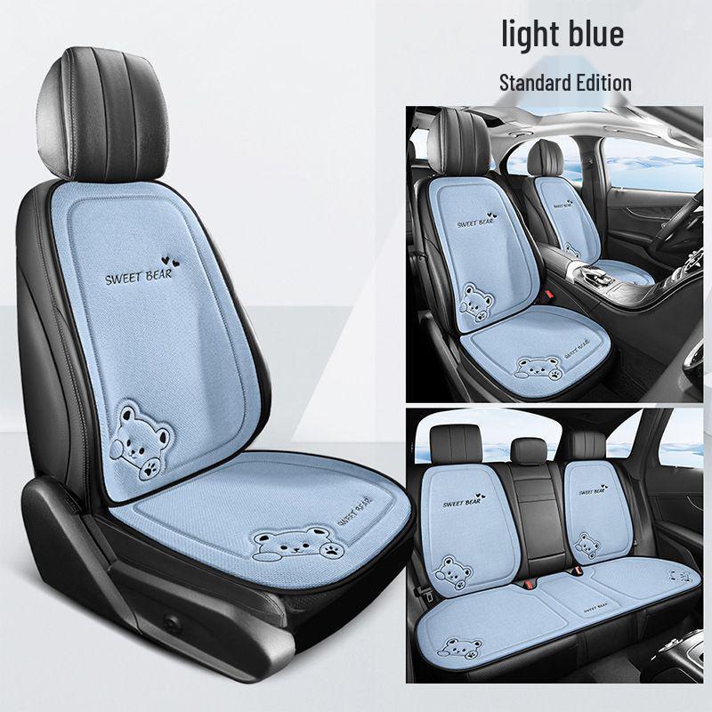 Cartoon Linen Car Seat Cushion – Universal Fit for Rear Driver Seat, Four Seasons
