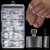 120 Pcs/box Square Shape Press On Toenails Frosted Half Cover Toenail False Toenail Tips Nail Art