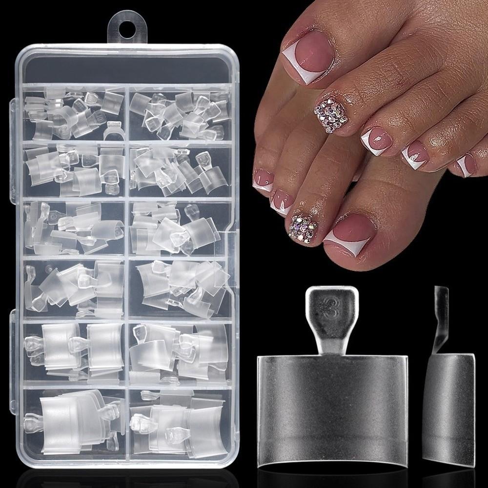 120 Pcs/box Square Shape Press On Toenails Frosted Half Cover Toenail False Toenail Tips Nail Art
