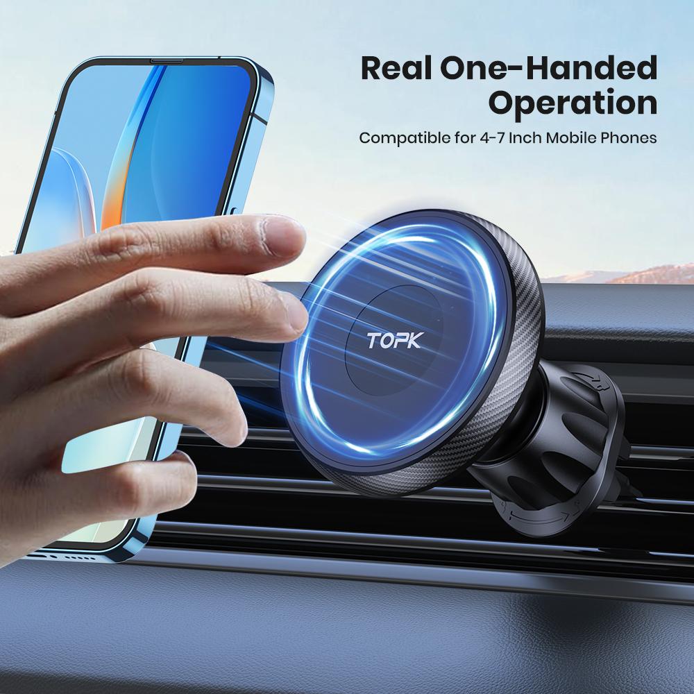 TOPK Magnetický držák telefonu Mag-Safe do auta do mřížky ventilace Držák telefonu do auta s nejsilnějším magnetem Kolébka do auta pro řadu iPhone 15/14/13/12