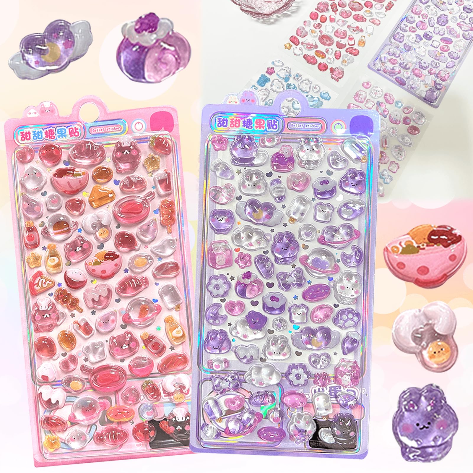 

TattiOut 2026 Model Puffy Sticker 2 Sheets Medium Thickness 3D Glittery Decal Stickers Notebook Decor Girls Kids Gift TO24FD072 F72
