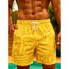 Men's Graffiti Line Printed Beach Shorts, Drawstring Quick Drying Beach Shorts, Suitable for Beach, Surfing, and Summer Wear