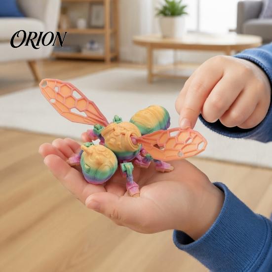 Movable Joint Bee Toy 3D Printed Mechanical Figurine, Articulated Insect Ornament, Joints Cool Creative Office Desktop Ornament Display, Decor