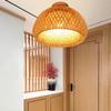 JOYINLED Handwoven Bamboo Ceiling Lamp, Natural Rattan Flush Mount Light Asian Rustic for Tea House Cafe Living Room Bedroom Lig