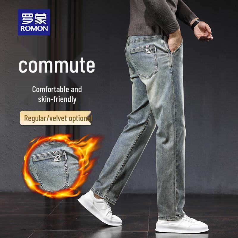 

ROMON Men s Loose Straight Fit Stretch Denim Jeans 36