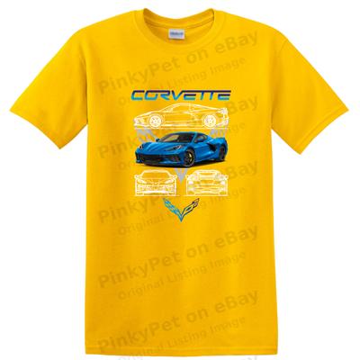 Corvette C8 Sportwagen T-Shirt Grafikdesign Auto Liebhaber Cooles T-Shirt