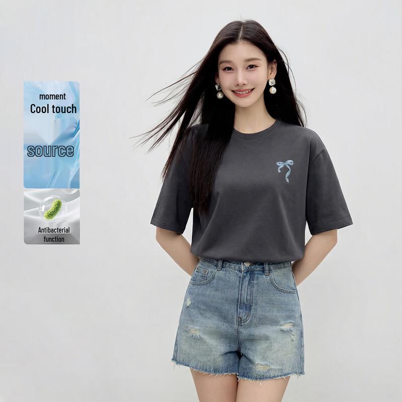 

Qiu Shui Yi Ren Women s Summer Printed Loose Fit T-Shirt S