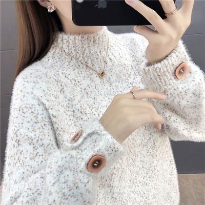 Pull pour Femmes Automne Hiver Épaissi Chaud Tricoté Extensible Manches Longues Hauts Oversize