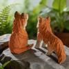 Handcrafted wood carving Fox Statue Cute Fox Figurines Desk Ornament Decorations Accessories Animal Sculpture Home Decor Crafts