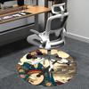 Traditional Japanese Kimono Chair mat Round Rug-Office carpet, Machine Washable, Non-slip, Suitable for Living Rooms, Bedrooms