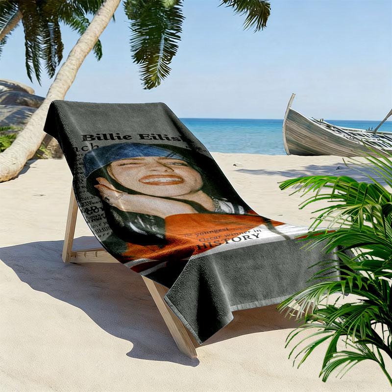 Asciugamano da Spiaggia con Stampa Billie Eilish, Asciugamano Grande Morbido ad Asciugatura Rapida per Spiaggia Campeggio Nuoto