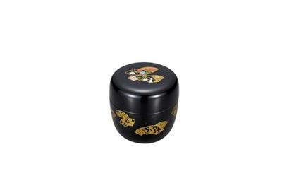Nakatani Brothers Company Yamanaka Lacquerware 2.2cm Natsume (with Inner Lid) Black Fan-shaped 37-3307