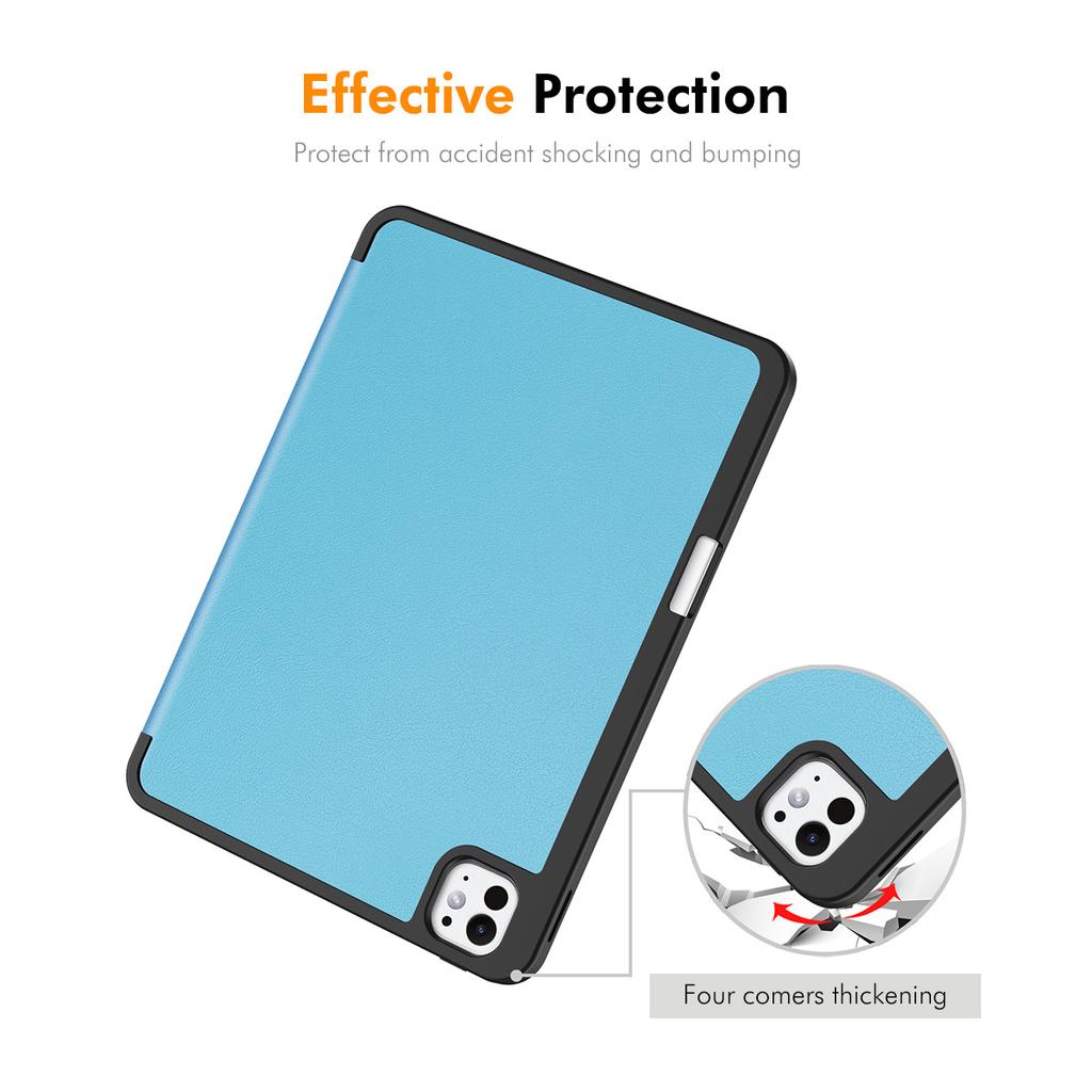 ENKAY HAT PRINCE For iPad Pro 11 (2024) Tri-Fold Stand Tablet Case PU Leather+TPU Smart Cover with Pencil Holder