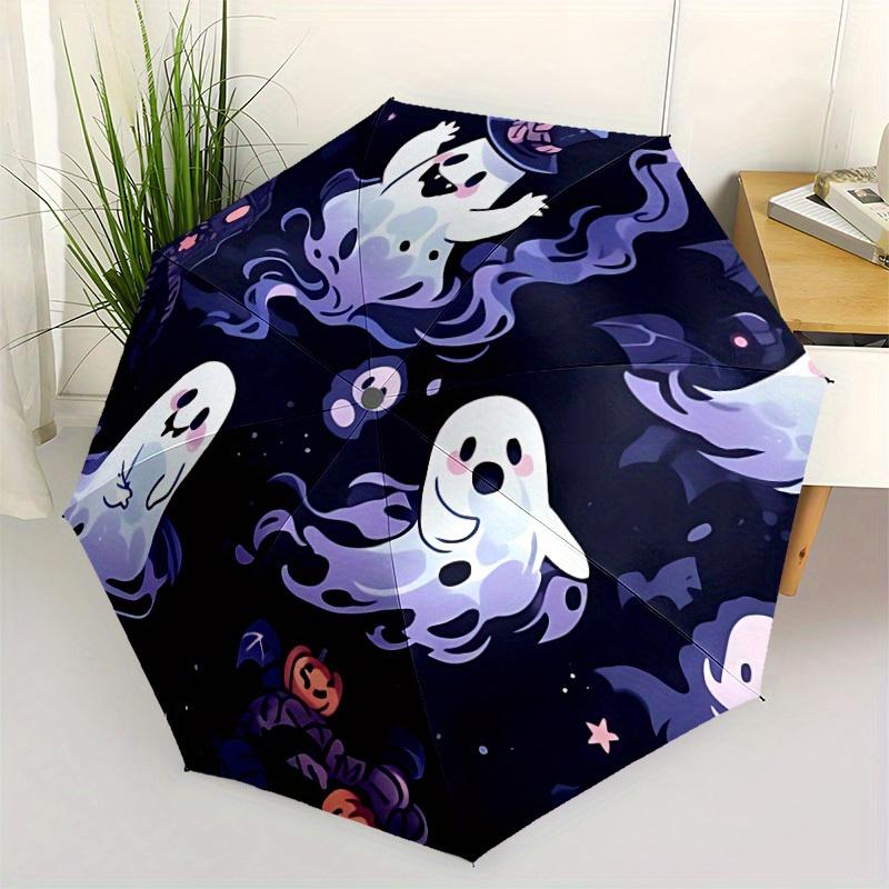 1pc Ghostly Night Automatic Open/Close Umbrella with One Touch Button,, Windproof Design   Lightweight Portable Umbrella for Women & Men6081