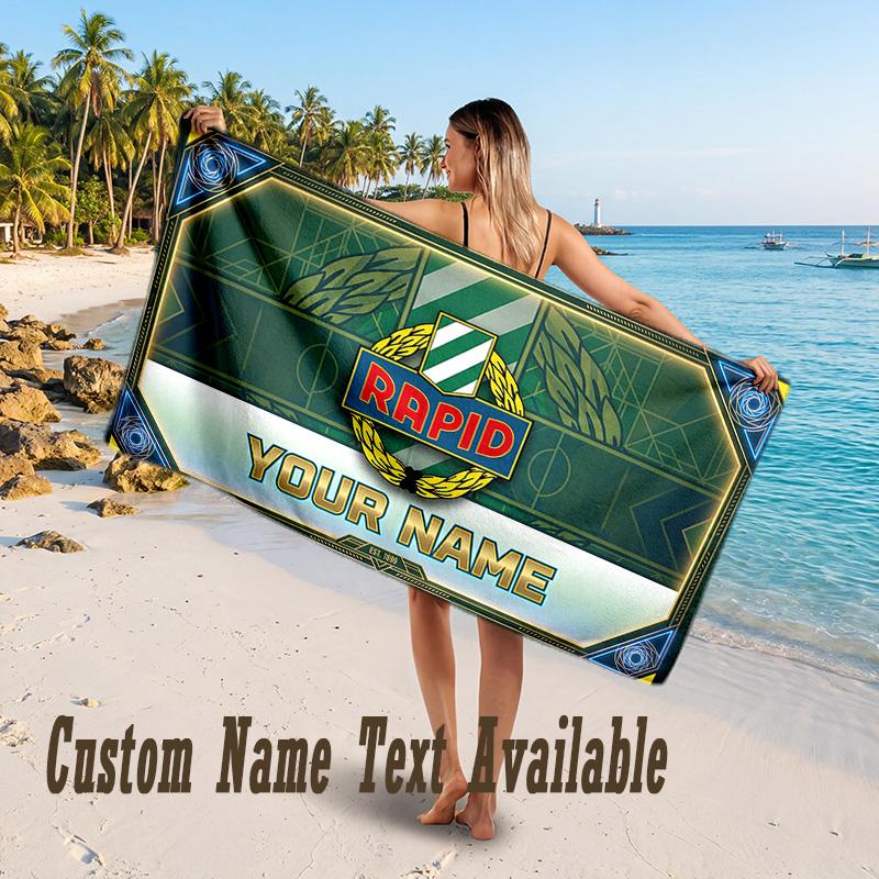 Rapid Wien FC Design Beach Towel Custom Text Large Towel for Beach Vacation