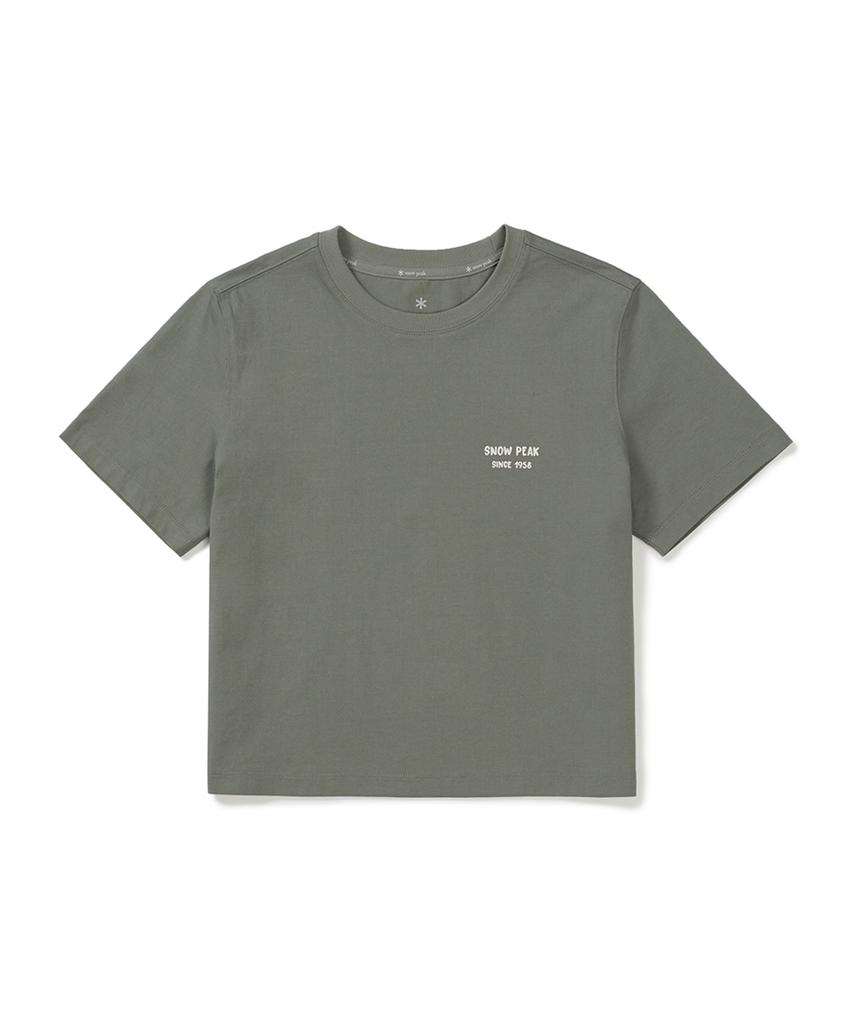 SNOWPEAK APPAREL Cotton Women'S Crop Short Sleeve T-Shirt (S25Mwfts65) Light Khaki