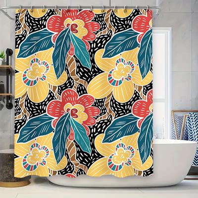 Bright Floral Shower Curtain Waterproof Fabric Bathroom Decor Customizable Size Option Available for Purchase Online