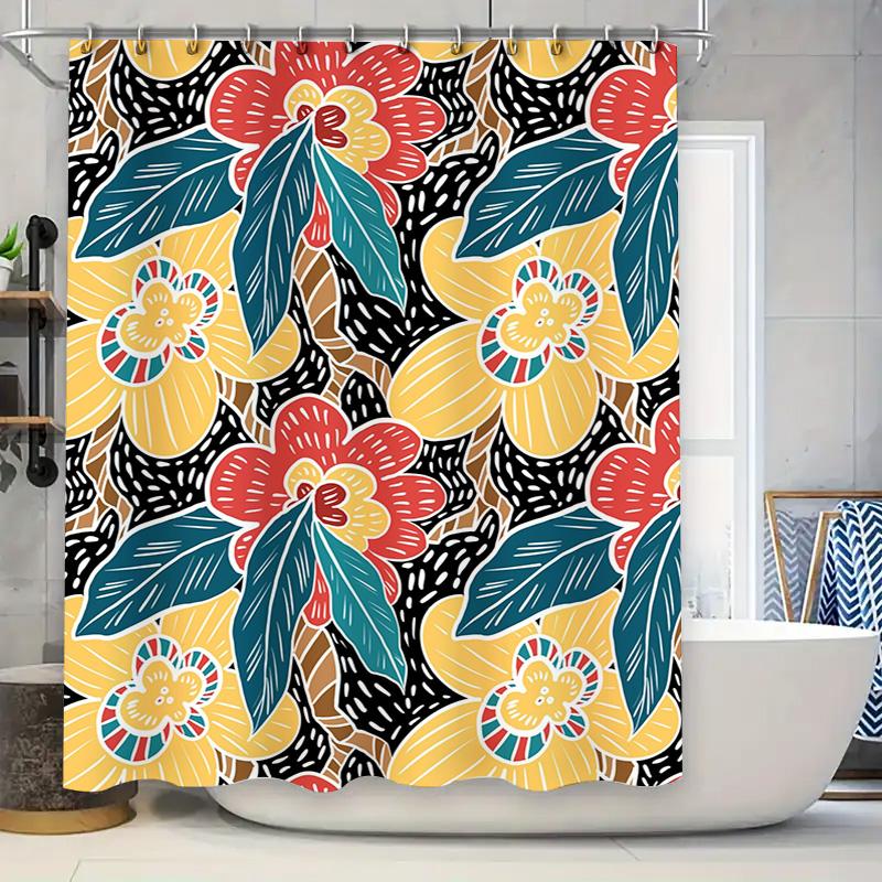 Bright Floral Shower Curtain Waterproof Fabric Bathroom Decor Customizable Size Option Available for Purchase Online 90x180cm