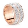 Stylish 12MM Stainless Steel Double Row Rhinestone Ring