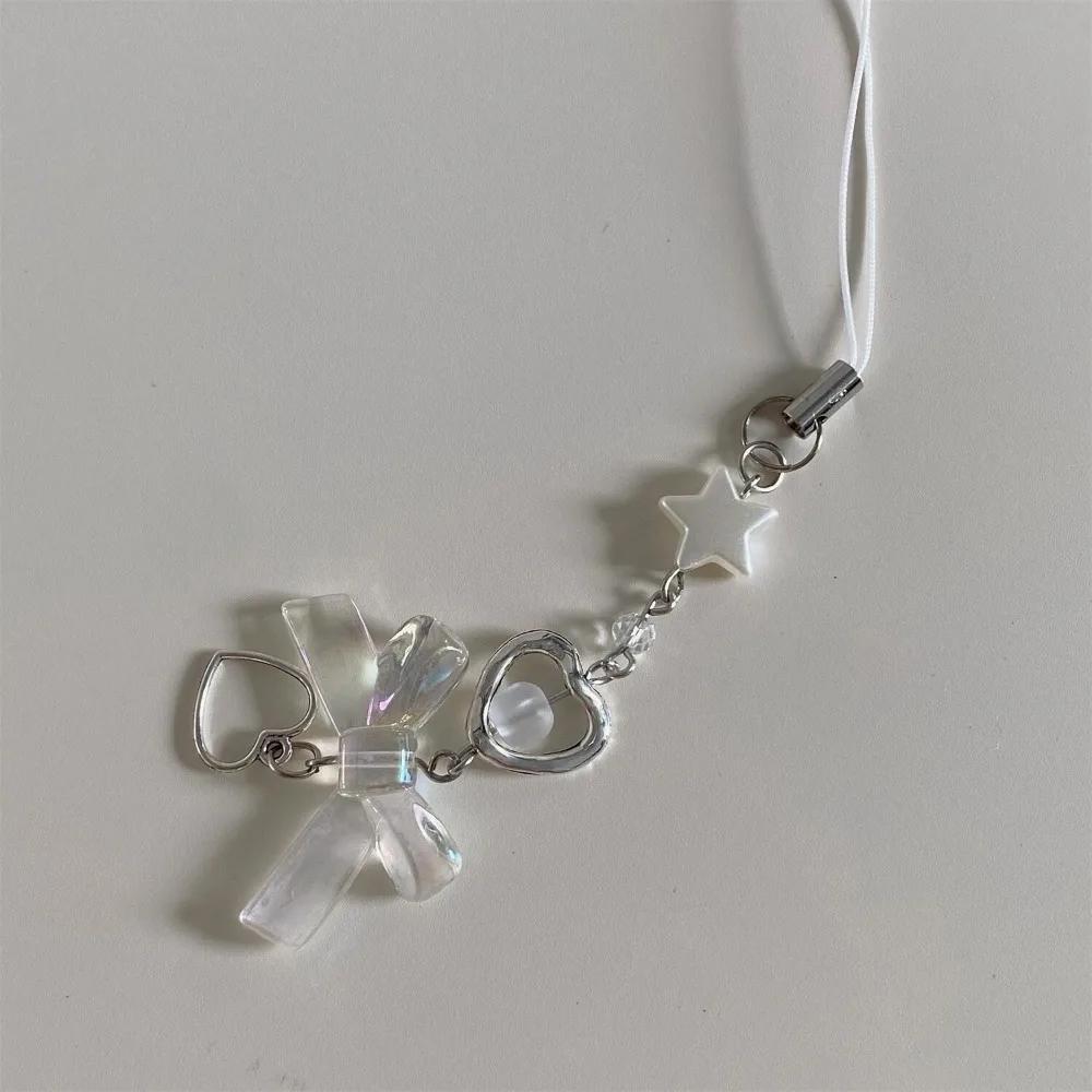 Trendy Alloy Flower Beaded Phone Chain Acrylic Beading Sparkling Phone Chain Bag Decoration Pendant