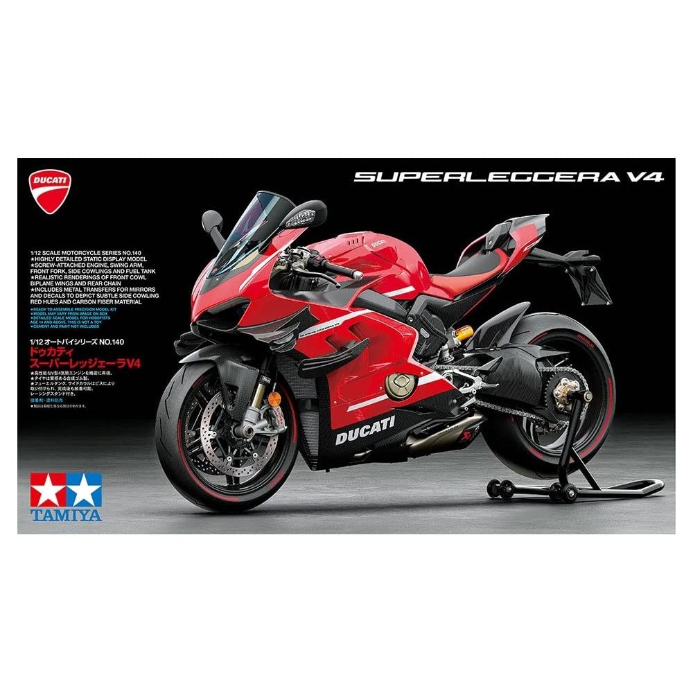 Tamiya 112 Мотоцикл серии № 140 Ducati Super Regera V4 Пластиковая модель 14140 Цвет литья — фото 9