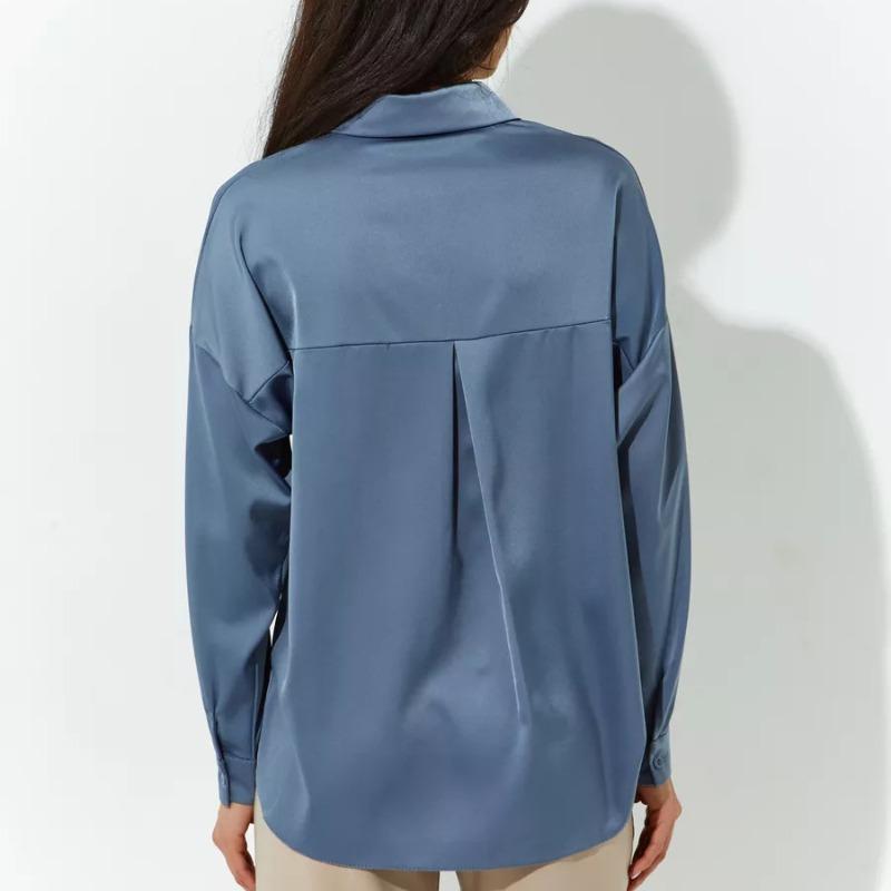 Frühlings- und Herbst Langarm Locker Damenhemden Einfache Mode Büro Damen Übergröße Damenblusen Lässige Oberteile Knopfleiste Revers Damenhemd 26016