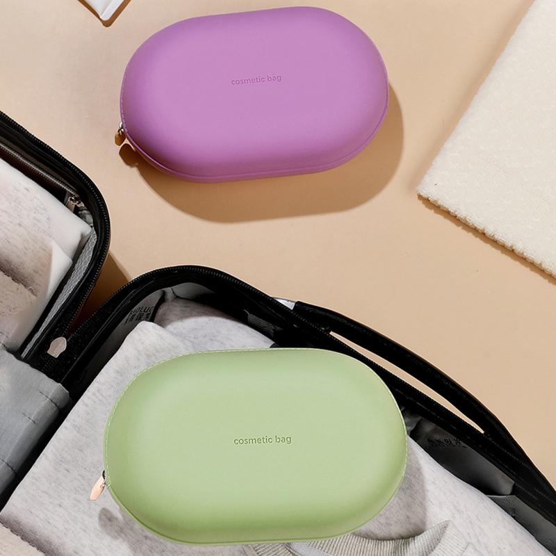 Silikonová kosmetická taška s velkou kapacitou, voděodolná, šetřící místo, cestovní úložná taška, prachotěsná, se zapínáním na zip, peněženka na mince, cestování