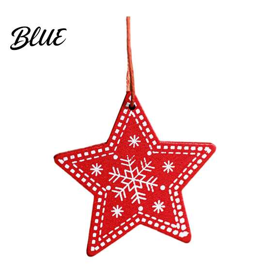 Classic Red White Decorations Christmas Tree Wooden Pendant Vintage Cartoon Ornament with Lanyards Hanging Lightweight Pendant for Holiday