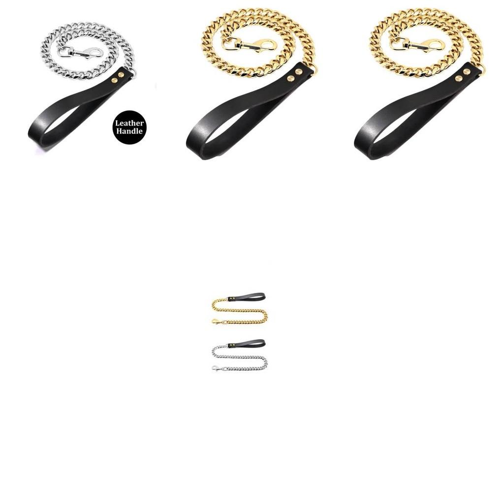 Premium 19mm Sechsseitig Polierter Edelstahl Gold Hundeleine Halsband Für Große Hunde