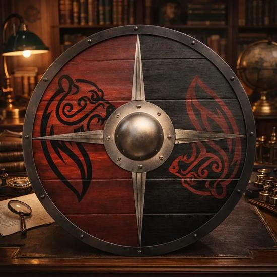 Handmade Viking Round Shield Norse Mythology Wall Decor Nordic Warrior Shield Gift