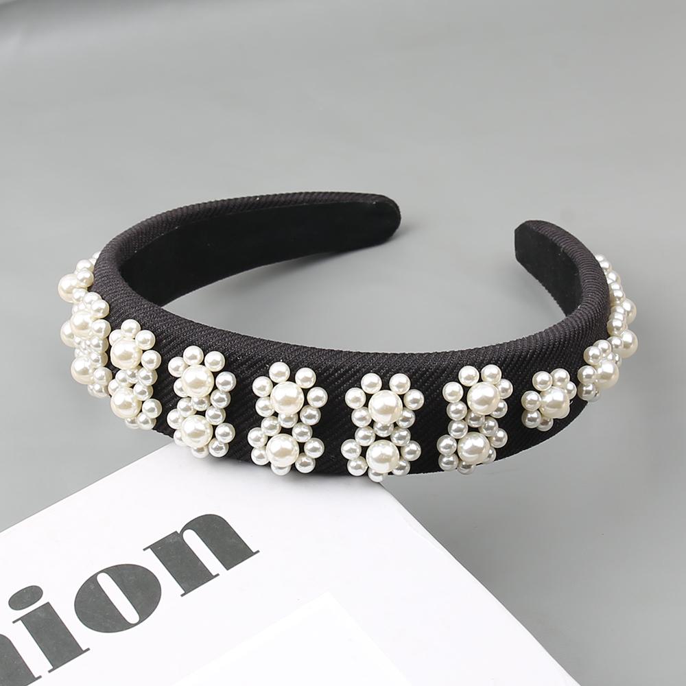 Hotselling Item Pearl Sponge Headband Handmade Nail Bead Multi-color Flower Hair Hoop Versatile and Fashionable Hair Accessories