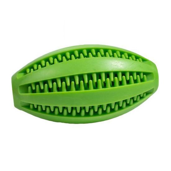 Pet Chew Toy Food Leakage Puzzle Slow Feeder Rugby Shape Natural Rubber Bite-Resistant Clean Teeth Massage Gums Dog Toy