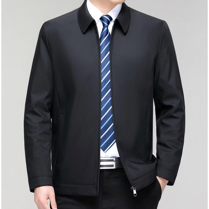 New Men's Jacket Spring and Autumn Jacket Middle-aged High-end Business Casual Jacket Dad Lapel Top