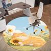 1PC Sunflower Kitten Field Round Chair mat Area Rug - Non-Slip, Floor Mat for Office, Bedroom, home decor Christmas Gift c0528023