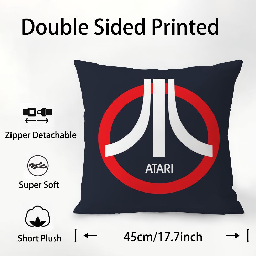 A-AtariS Game Logo Pillow Case Plush Fabric Soft Double Sided Print Sofa Cushion Cover Throw Pillow Covers