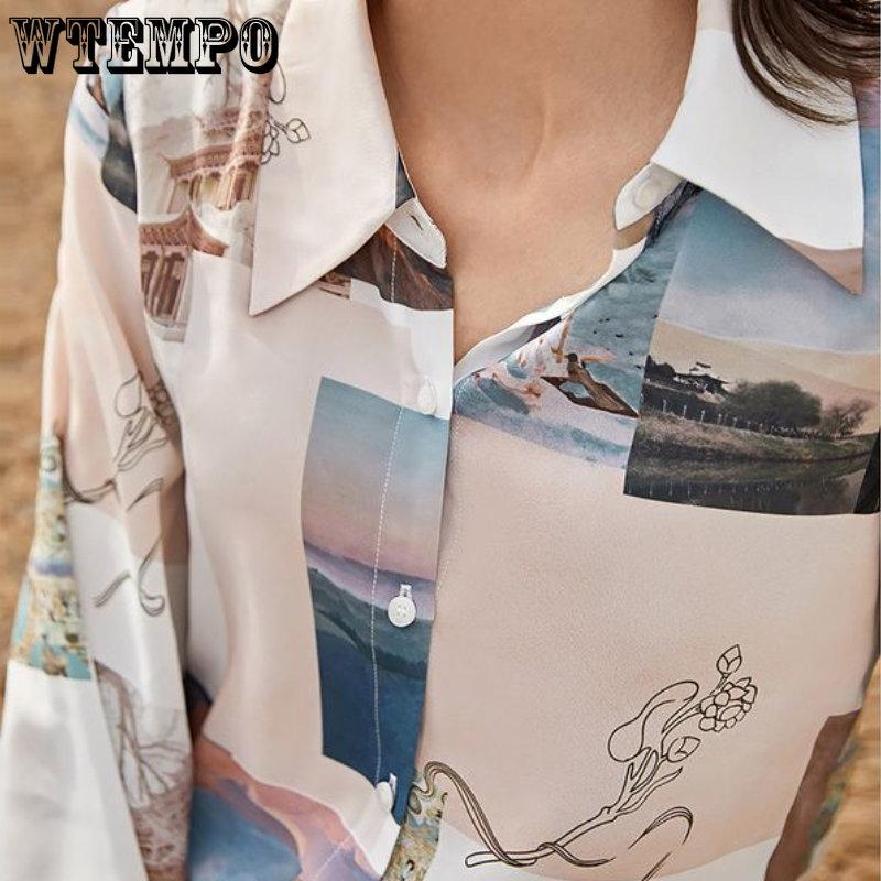 Spring and Autumn Women's Shirt Chiffon Shirt with Design Sense Small Number of Long Sleeves Vintage Style Top