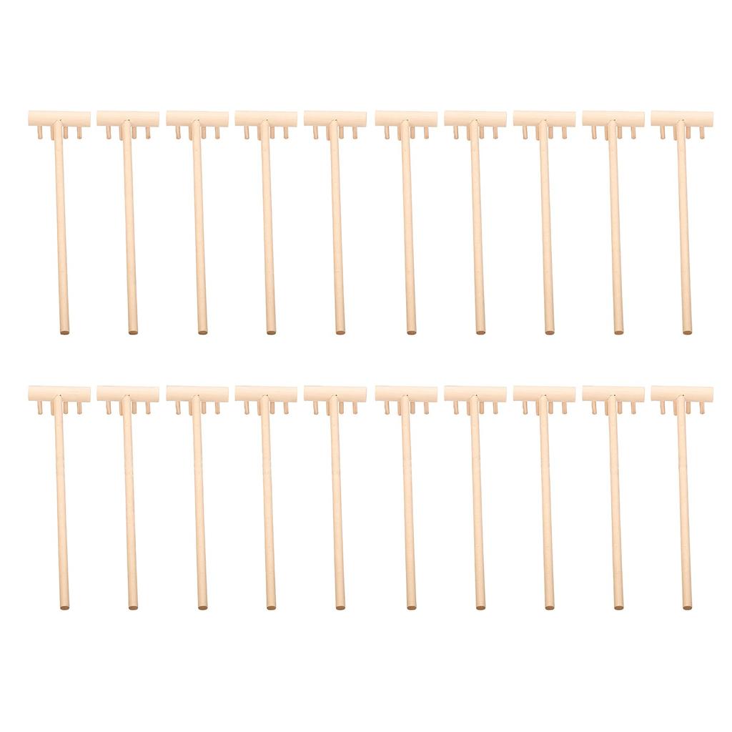 20 Pz Mini Rastrello in Legno per Giardino Zen a 4 Denti a Forma di T Accessori per Giardino Zen per Arredamento Casa Ufficio