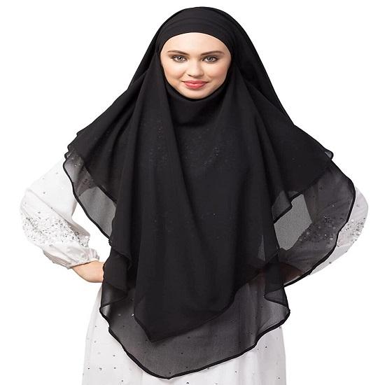 

Triangle tow layers tie at back Ready to wear Hijab NZ307