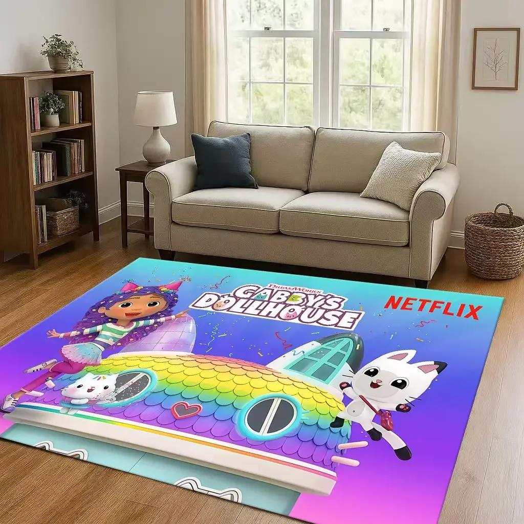 Tappeto Kawaii Casa delle Bambole di Gabby Cartone Animato Ragazza Soggiorno Area Antiscivolo Tappeto Morbido per Camera da Letto Sala Giochi e Divano, Zerbino Decorazione Casa