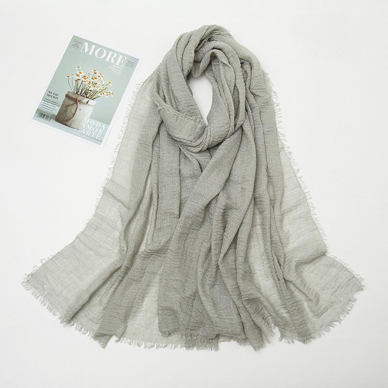 Hot-selling New Simple Solid Color Wrinkled Cotton and Linen Scarf, Soft and Skin-friendly In Winter, Warm Scarf Women