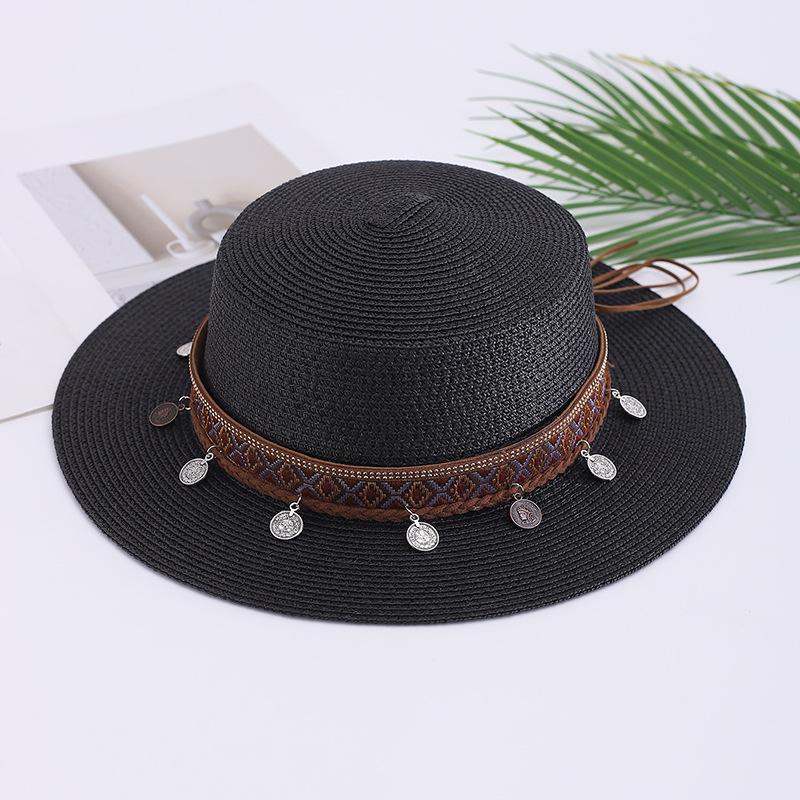 Summer straw hat seaside beach flat hat travel shading sun protection hat women summer sun hat beach leisure travel