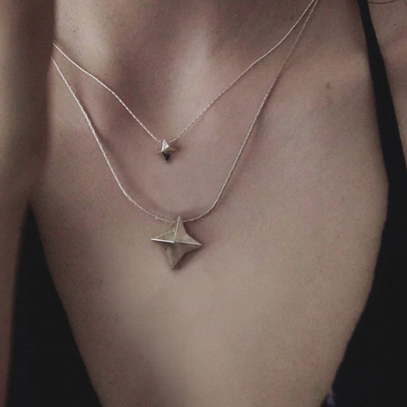 

ohuuu night water color silver garnet necklace 03(10mm)