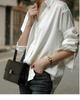 Women's Retro Hong Kong Style Loose White Satin Shirt