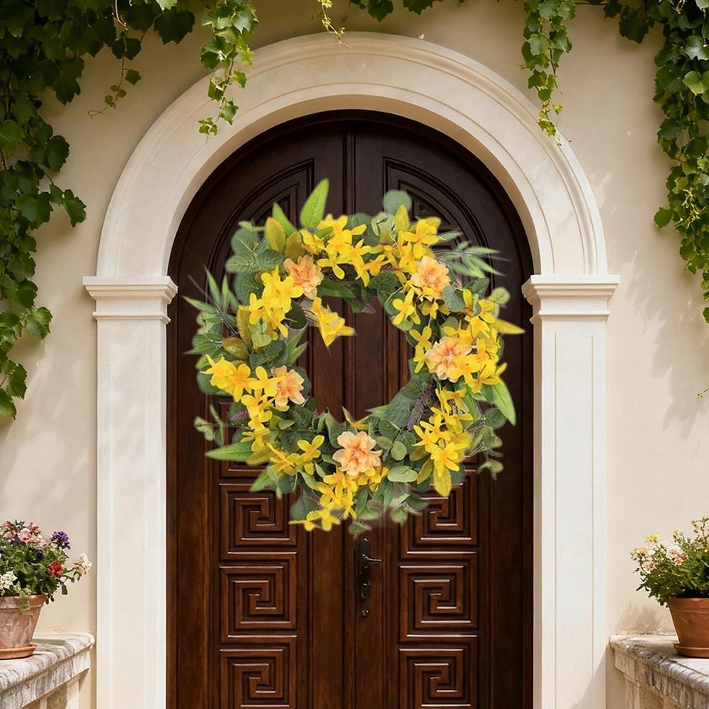 Eucalyptus Leaf Laurel Wreath for Wedding and Home Decor Spring Summer Style Lightweight Silk Artificial Garland