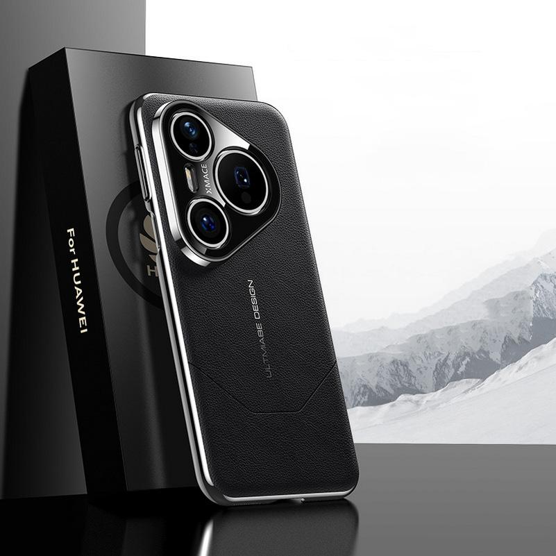 

Good Feel Plain Leather Plated Frame Case For Huawei Pura 80 Ultra 80 Pro + 70 Pro Mate 70 Pro 60 RS 50 protection Cover For Mate 50